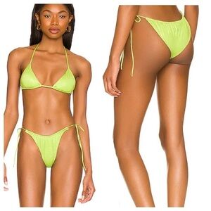 Monica Hansen | Miami Vice String Bikini Bottom Shimmery Yellow Lurex | XS